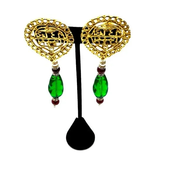 Vintage Kenneth Jay Lane Ornate Gold Clip-on Earrings — KJL Couture Collection - Picture 6 of 9
